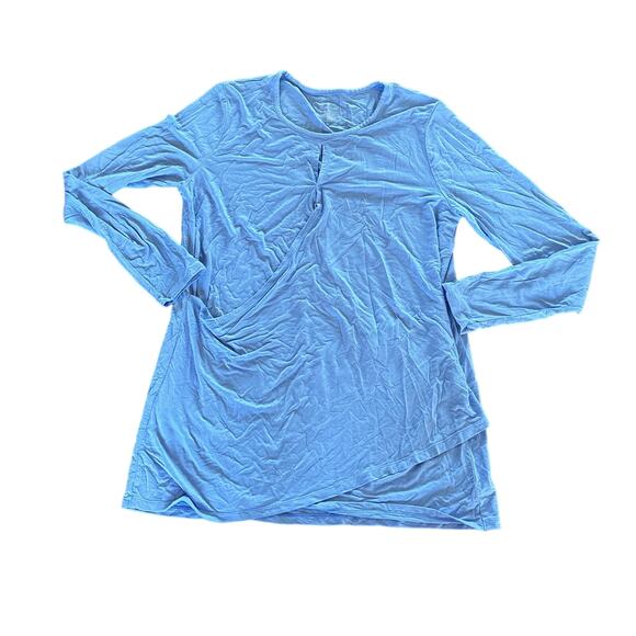 Cuddl Duds Maternity Top Size Medium Blue Sleep Shirt Wrap Front - Picture 1 of 7